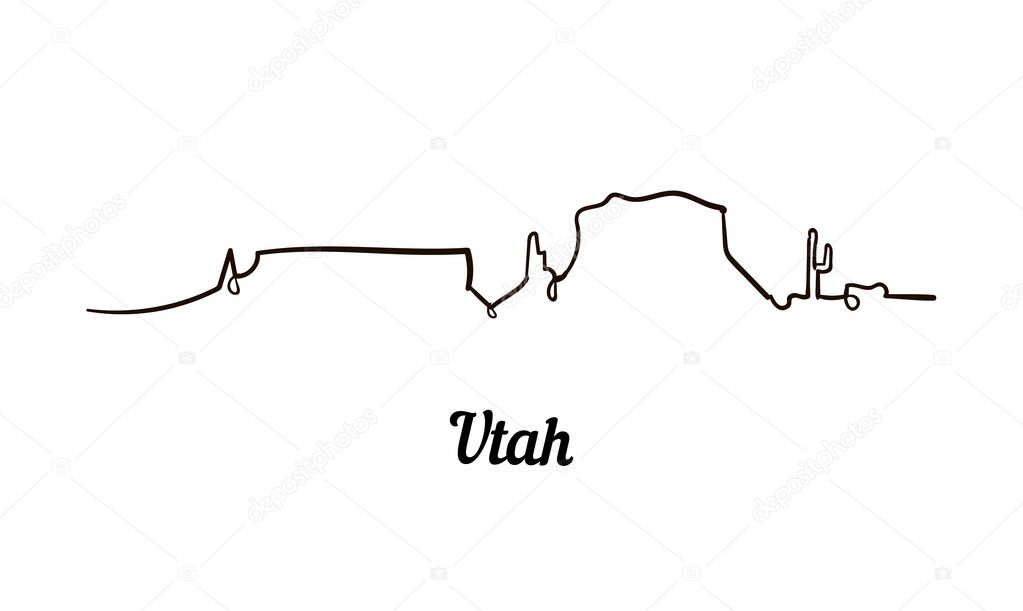 One line style Utah skyline. Simple modern minimaistic style vector Isolated on white background.