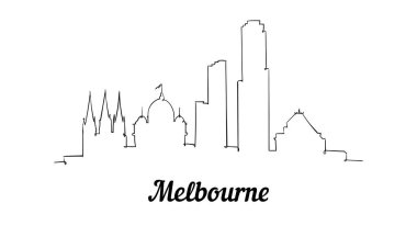 Bir çizgi stili Melbourne manzarası. Basit modern minimaistic stil vektör.