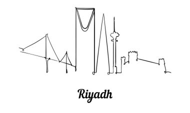 Bir çizgi stili Riyad manzarası. Basit modern minimaistic stil vektör.