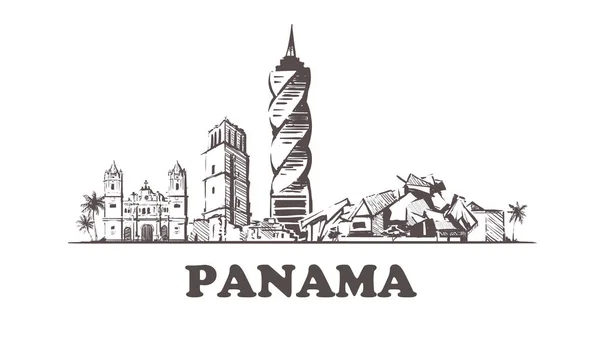 Panama náčrt panoramatu. Panama ručně kreslené vektorové ilustrace. — Stockový vektor