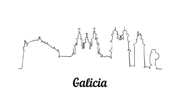 Egy sor stílus Galicia skyline. Egyszerű, modern minimaistic stílus vektor. — Stock Vector