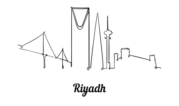 Una línea estilo Riyadh skyline. Simple vector de estilo minimalista moderno . — Archivo Imágenes Vectoriales