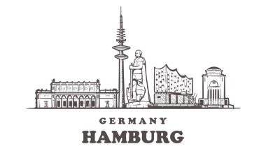 Hamburg sketch skyline. Germany, Hamburg hand drawn vector illustration. Isolated on white background. clipart