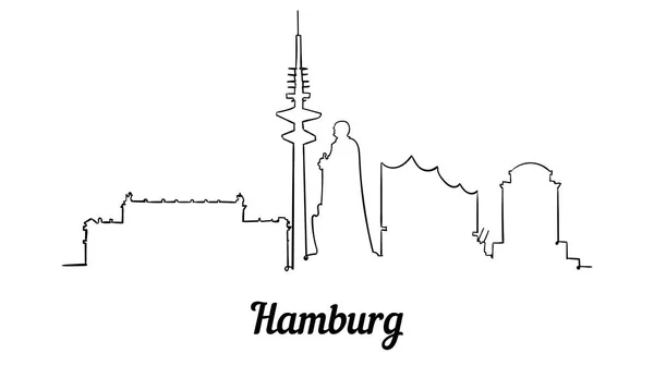 Однолинейный Гамбургский Горизонт Простой Современный Вектор Минималистического Стиля Изолированный Белом — стоковый вектор