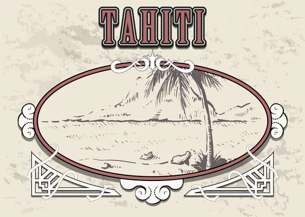 Palm Beach Tahití dibujado a mano vector de boceto — Vector de stock