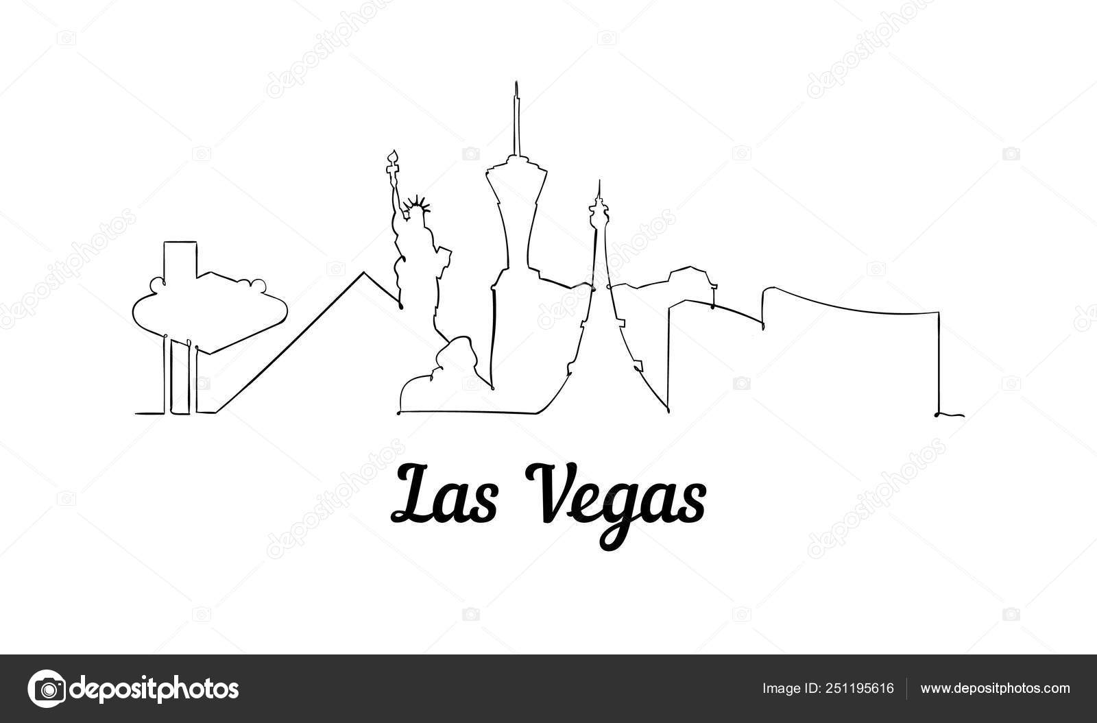 One single line drawing Las Vegas city skyline, United States
