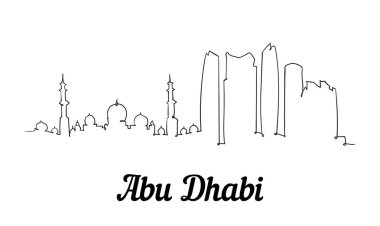 Tek satır tarzı Abu Dabi silueti. Basit modern minimaistic tarzı vektör.