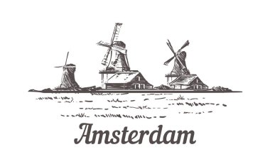 Amsterdam kroki, Zanse Schans açık havada, tipik bir Hollanda manzara yeniden nerede