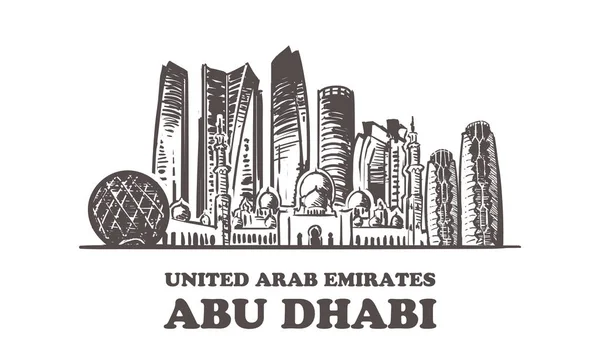 Το σκίτσο του Αμπού Ντάμπι. Ενωμένα Αραβικά Εμιράτα, εικονογράφηση διανύσματος με hand του Αμπού Ντάμπι. — Διανυσματικό Αρχείο