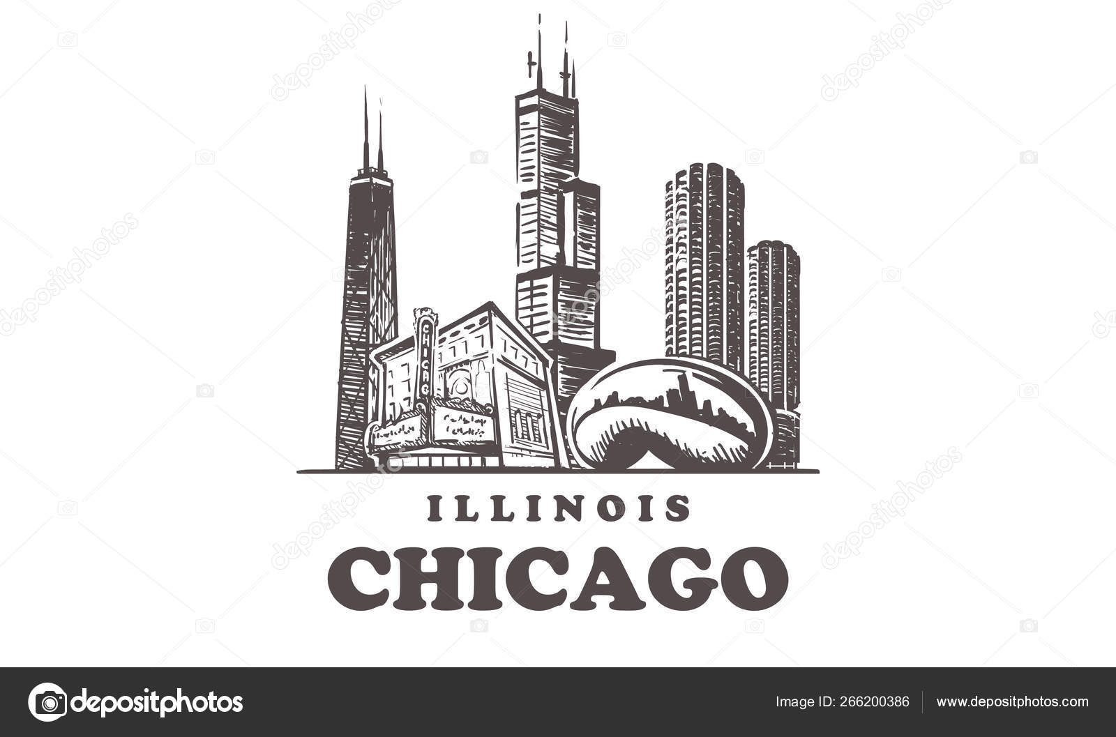 images Sketch Chicago Skyline Drawing chicago sketch skyline illinois chicago hand drawn vector illustration stock vector royalty free vector image by c nakonecodin 266200386