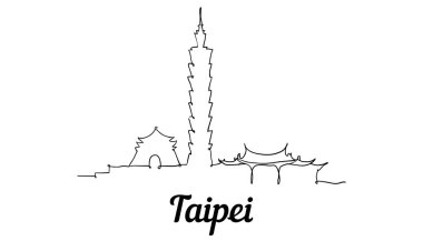Taipei bir satır çizin. Tayvan, Taipei el vektör illüstrasyon çizilmiş.