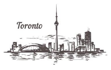 Toronto çizim silueti. Toronto, Kanada el çizilmiş vektör illüstrasyon.