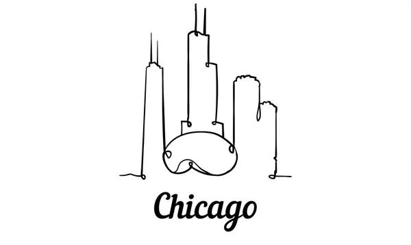 Een lijnstijl Chicago skyline. Eenvoudige moderne minimaistic stijl vector. — Stockvector