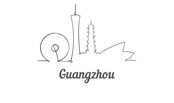 Line of hand-drawn Guangzhou buildings elements sketch vector illustration. — Stock Vector