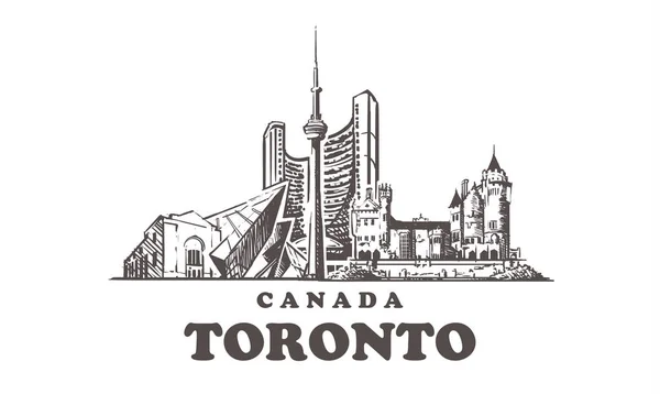 Esquema del horizonte de Toronto. Canadá, Toronto ilustración vectorial dibujado a mano . — Vector de stock
