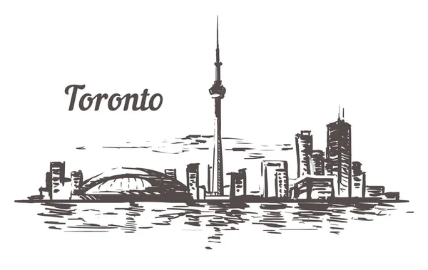 Toronto sketch skyline. Toronto, Canada hand getekende vector illustratie. — Stockvector