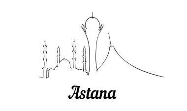 Tek satır tarzı Astana silueti. Basit modern minimalist tarzı .