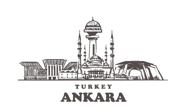 Ankara schets skyline. Turkije, Ankara hand getekende illustratie. — Stockfoto