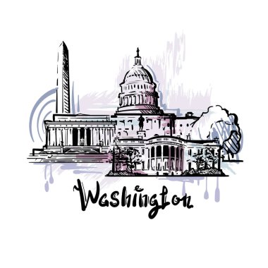 Washington soyut renk çizimi. Washington çizim vektör illüstrasyon