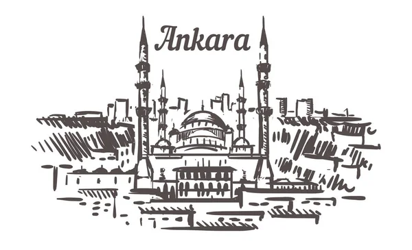 Ankara silüeti krokisi, Kocatepe Camii'nin el çizilmiş illüstrasyonu
