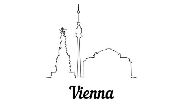 Tek satır tarzı Viyana silueti. Basit modern minimalist stil vektörü. — Stok Vektör