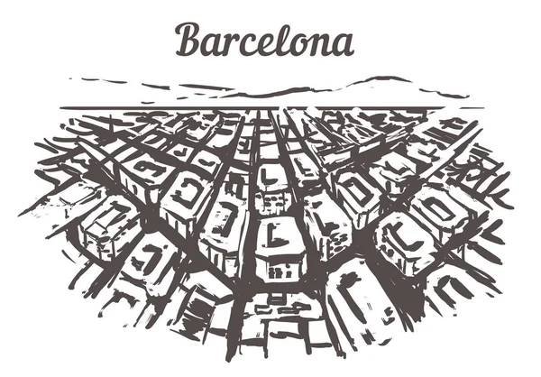 Barcelona skyline schets. Barcelona, Spanje hand getekende illustratie — Stockvector