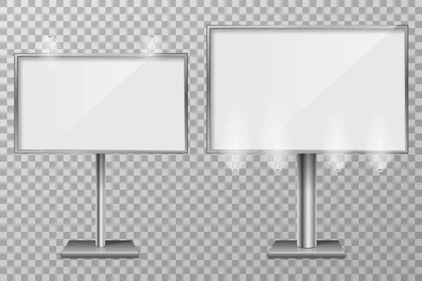 A Billboard a kültéri reklám és a design sablon design. 3D kiskereskedelmi világító hirdetőtáblákon. Üzleti koncepció lightbox képernyő. vektoros illusztráció — Stock Vector