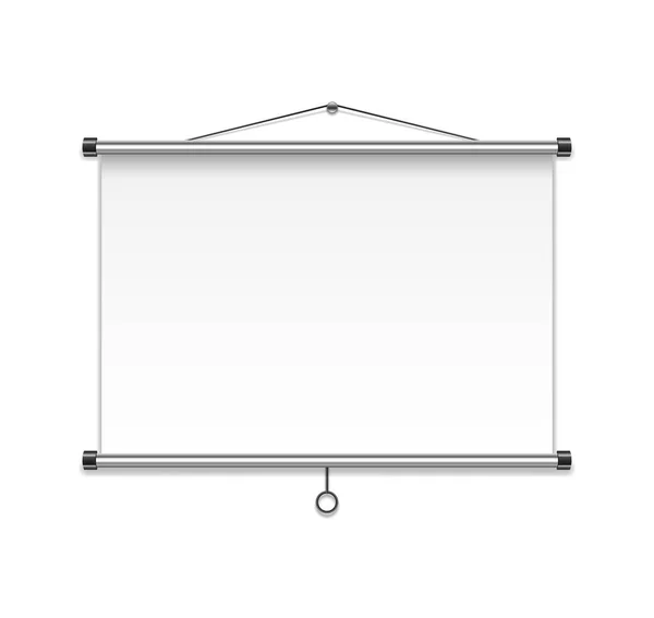 Ecranul proiectorului de întâlnire izolat pe peretele alb. Realist Blank Board sau Prezentare Display. vector Ilustrație — Vector de stoc