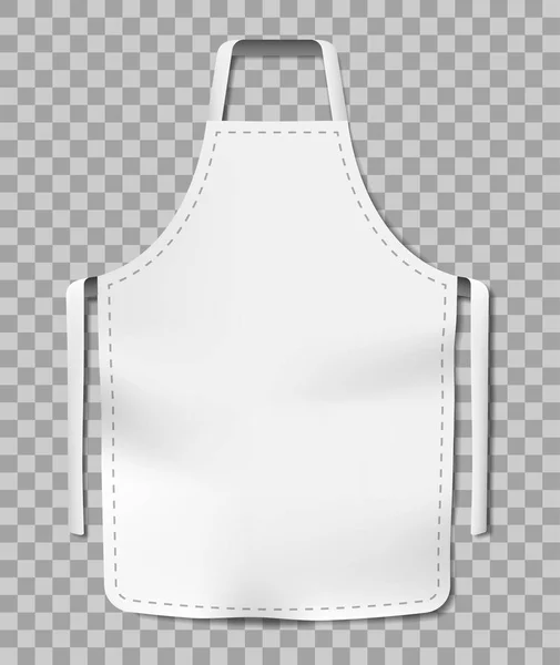 白色空白厨房厨师围裙隔绝在透明的背景。棉花实际围裙为烹调或贝克。矢量插图. — 图库矢量图片