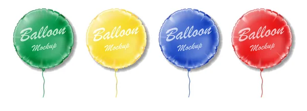 Sada realistických barevných balónků v kulatém tvaru. 3D barevné létající lesklé balónky k narozeninám Party a plakát k oslavám, izolované vektorové ilustrace — Stockový vektor