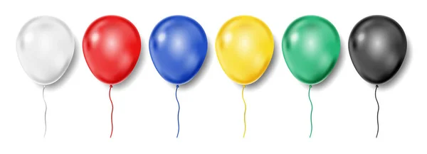 Conjunto de globos coloridos realistas aislados. Volar globos brillantes para vacaciones, cumpleaños, fiesta, festival, boda. Ilustración vectorial — Vector de stock