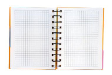 Boş işaretlenmiş defter aralığını aç. Beyaz üzerine izole edilmiş, kırpma yolu dahil
