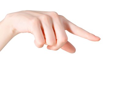 İşaret parmağı. Beyaz üzerine izole edilmiş, kırpma yolu dahil