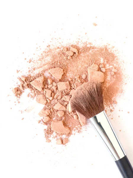 Make Brush Crushed Face Powder Isolated White — Stock Photo, Image