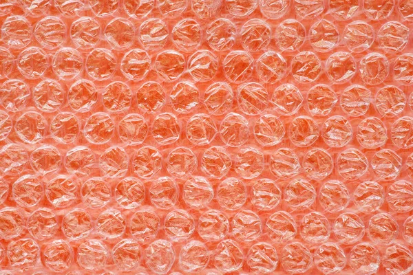 Orange Air Bubble Wrap Close Plastic Surface Shock Proof Packing — Stock Photo, Image