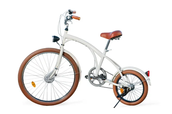 Vit Retro Stiliserade Anpassade Cruiser Cykel Isolerad Vit Klippbana Ingår — Stockfoto