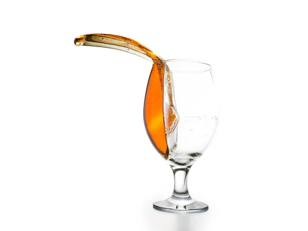 Splashing Golden Beer Glass Isolated White Clipping Path Included — Stock Photo, Image