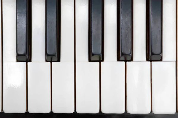 Oude Piano Ivoren Toetsen Van Dichtbij Bovenaanzicht — Stockfoto