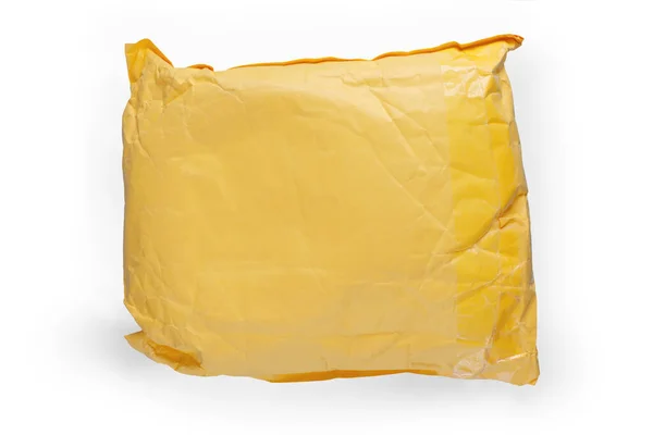 Yellow Postal Cardboard Package Isolated White Copy Space Package Royalty Free Stock Images