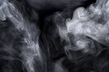 Siyah üzerine beyaz duman. Doku ve arkaplan