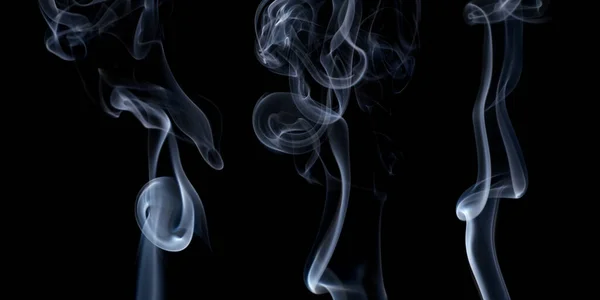 Fuma Cerca Diferentes Humos Textura Aislada Negro — Foto de Stock