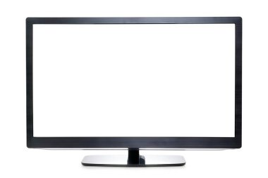 Geniş ekran televizyon ya da monitör beyaza izole edilmiş, boşluğu ekrana kopyala. Kırpma yolu dahil