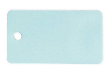 Kopya alanı olan boş mavi karton etiket. Kırpma yolu ile beyaz üzerinde izole
