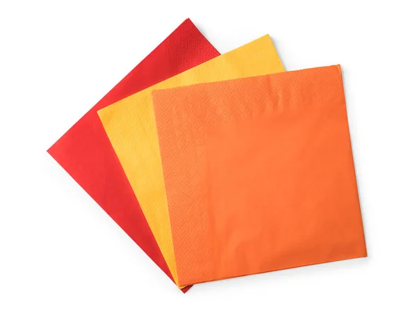 Colored Paper Napkins Isolated White Clipping Path Included — Stock Photo, Image