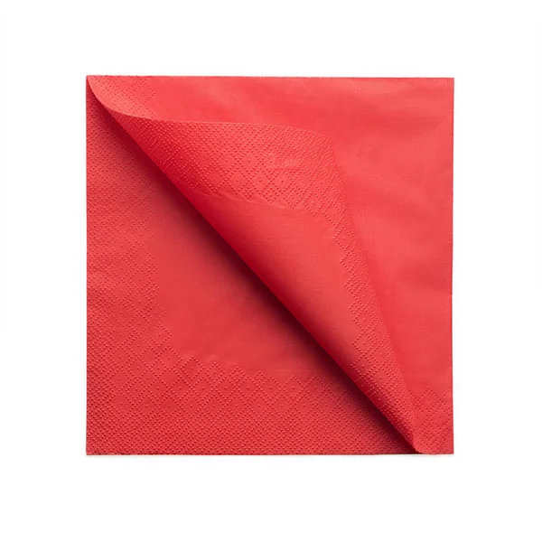 Красная Бумажная Салфетка Изолированные Белом — стоковое фото