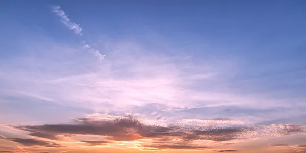 Pastel Renkli Günbatımı Gökyüzü Panoramik Görünümü Altın Saat Geldiğinde Güneş — Stok fotoğraf