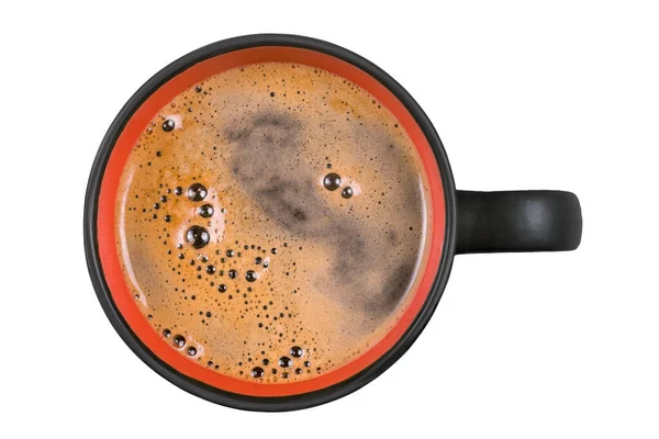 Grote Koffiekop Van Dichtbij Bovenaanzicht Geïsoleerd Wit Inclusief Knippad — Stockfoto