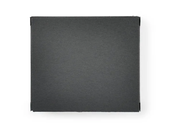 Caja Cartón Negro Cerrada Vista Superior Aislado Sobre Blanco —  Fotos de Stock