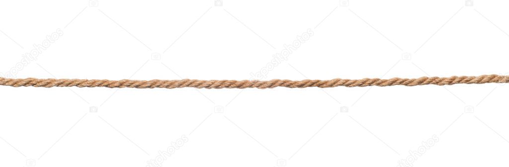 Long rough brown rope isolated on white