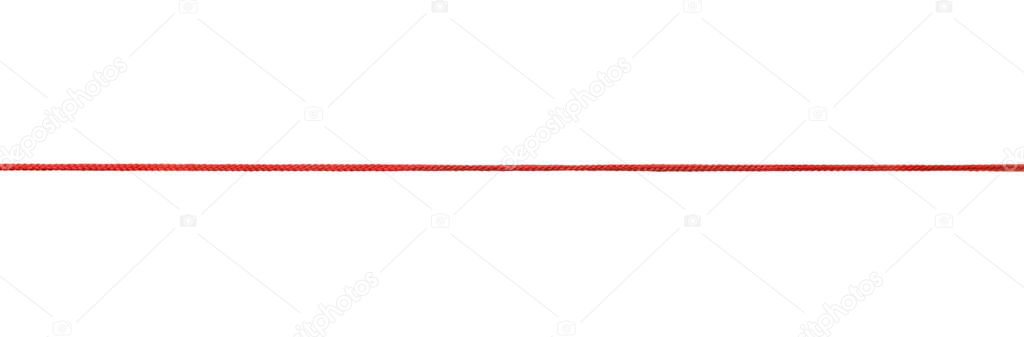 Long straight red rope isolated on white